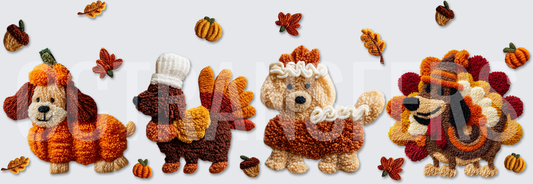 Thanksgiving Yarn Dogs Fall Pumpkin Turkey Costume Quartet (DTF)