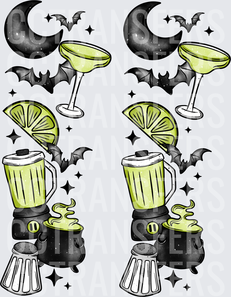 Halloween Margarita Blender Cauldron Bats Moon (DTF)
