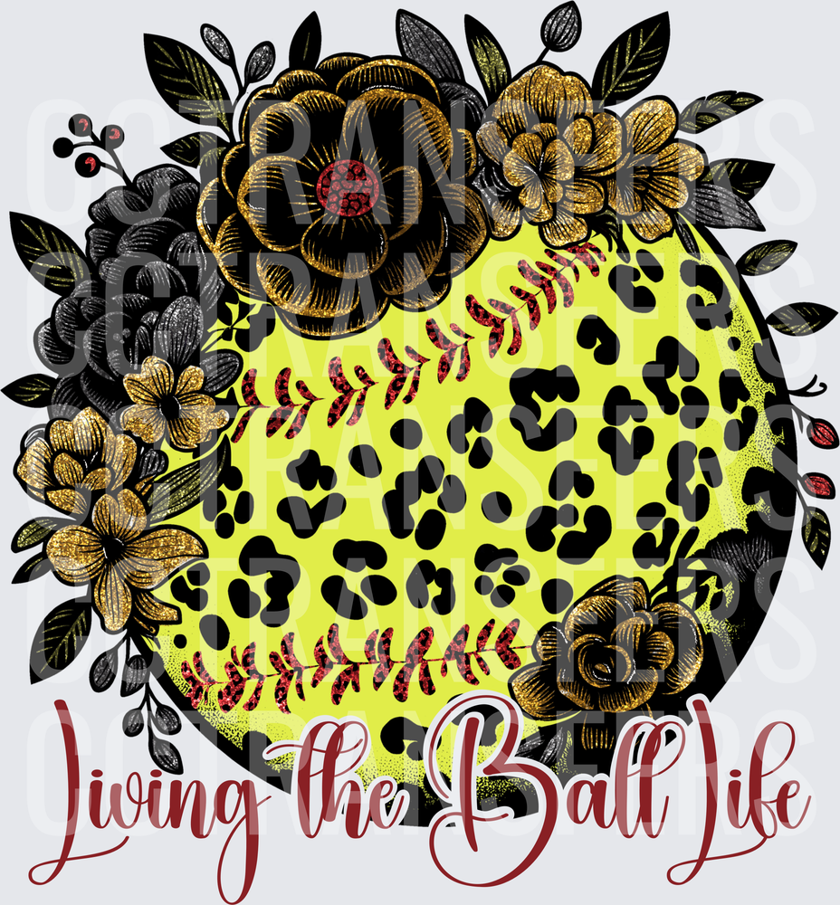 Living The Ball Life Leopard Print Softball Floral (DTF)