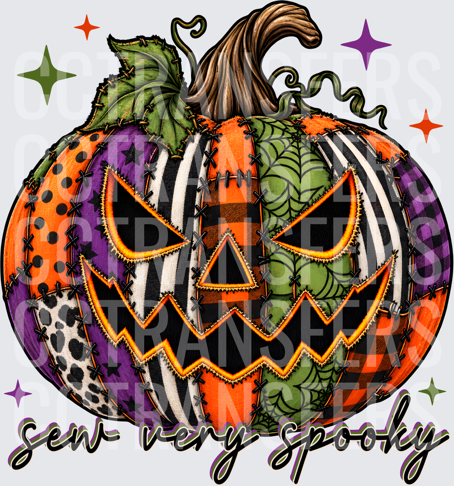 Sew Very Spooky Patchwork Jack-O-Lantern (DTF)