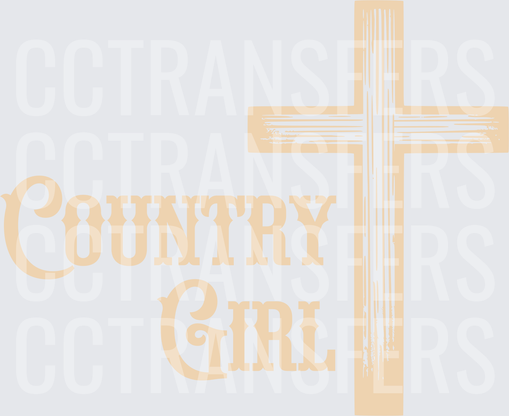Country Girl Rustic Wood Cross (DTF)