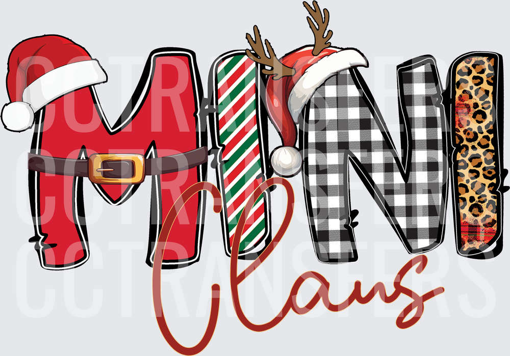 Mini Claus Christmas Letter Design Santa Belt Reindeer (DTF)
