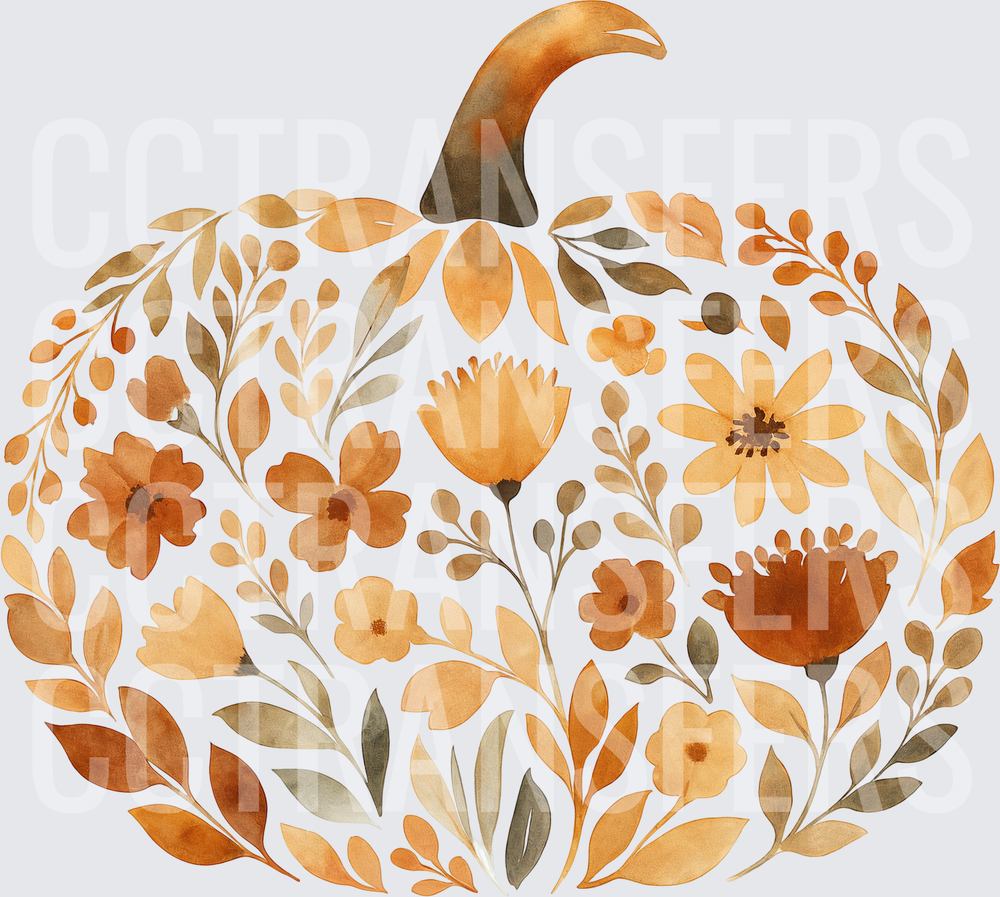 Watercolor Floral Pumpkin Autumn Harvest (DTF)