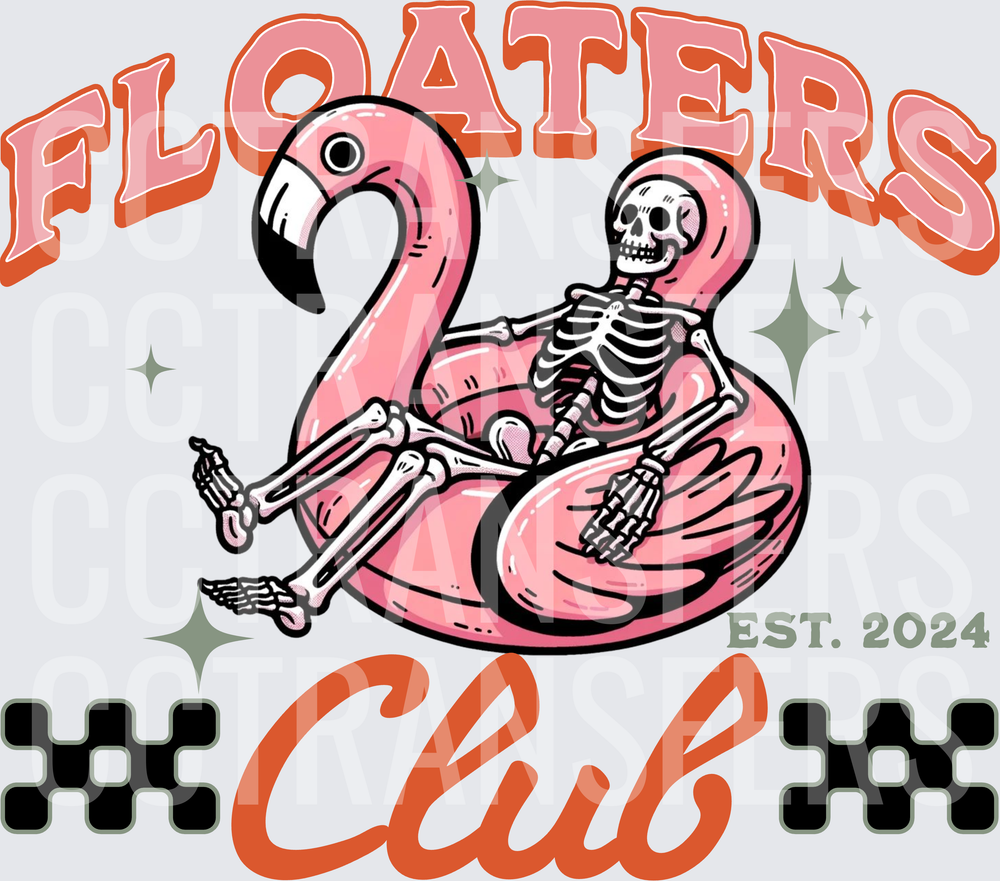 Floaters Club Est. 2024 Skeleton Pink Flamingo Float (DTF)