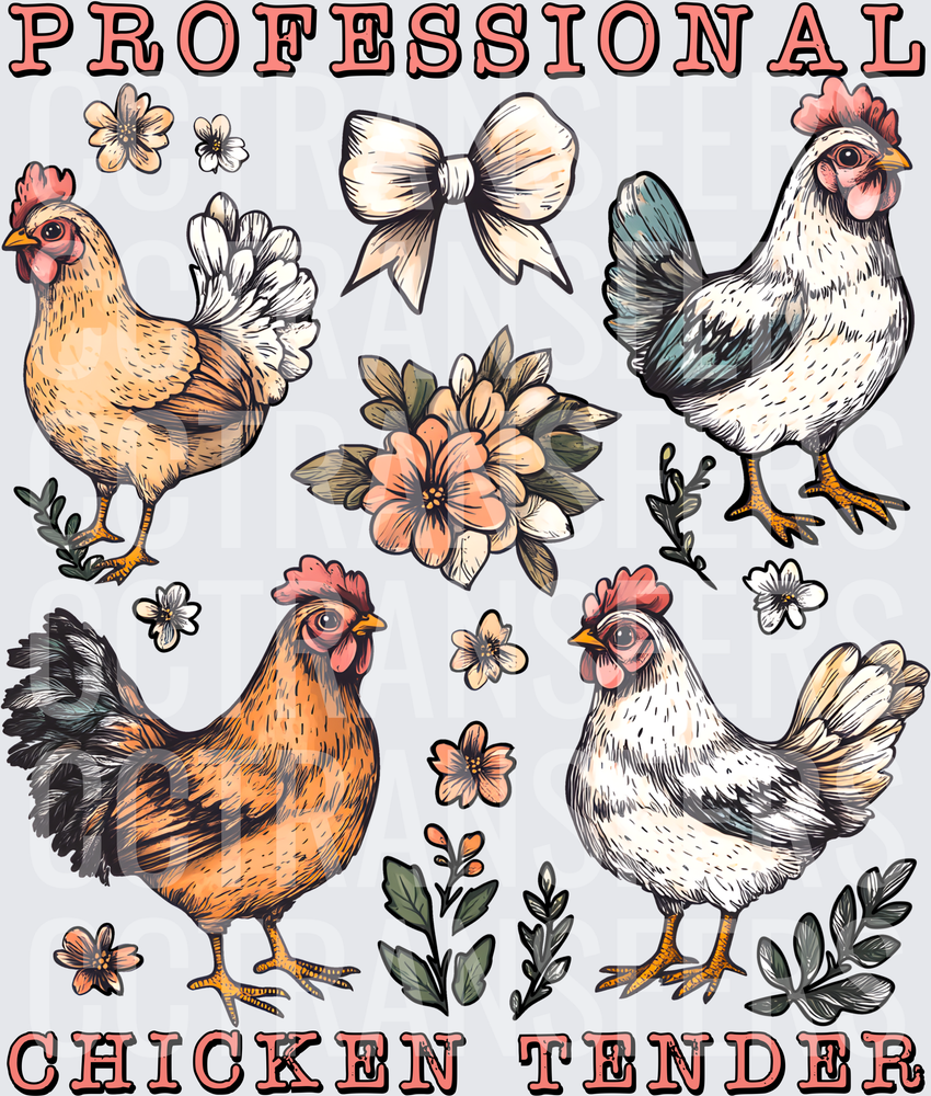 Professional Chicken Tender Floral Hens Bow Design (DTF)
