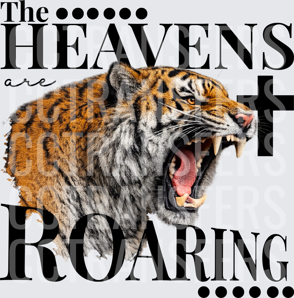 The Heavens Are Roaring Fierce Tiger Christian Cross (DTF)