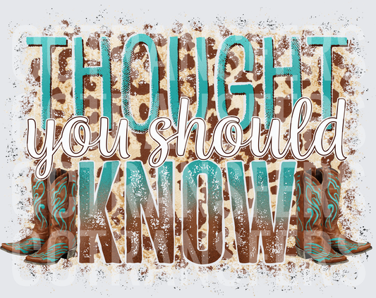 Thought You Should Know Leopard Cowboy Boots Turquoise (DTF)