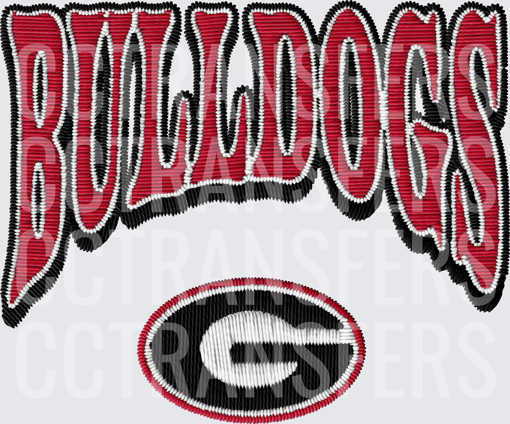 Bulldogs Embroidery Style Red Black G Logo (DTF)