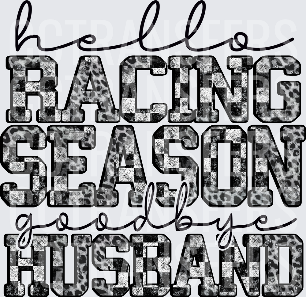 Hello Racing Season Goodbye Husband Leopard Checkered (DTF)