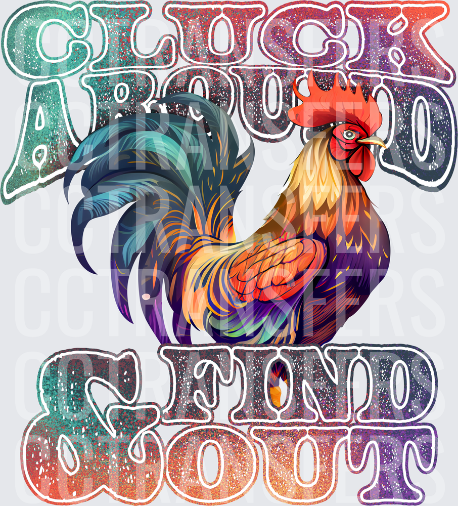 Cluck Around Find Out Colorful Rooster (DTF)