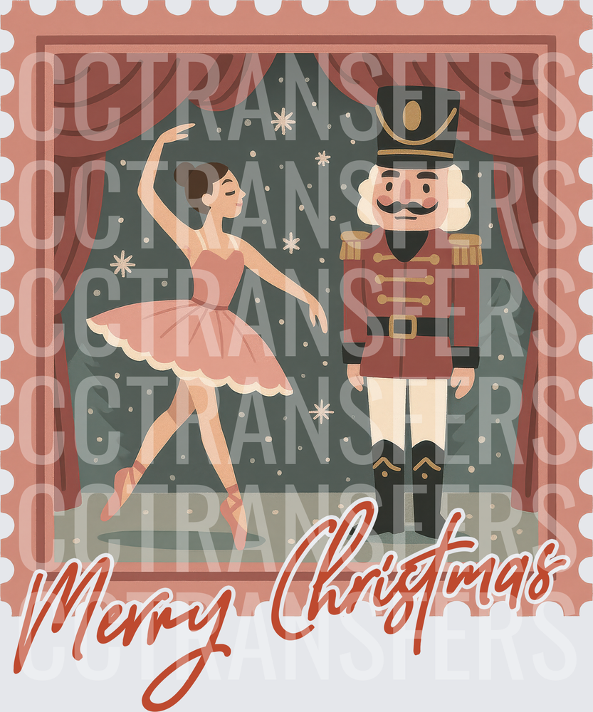 Merry Christmas Ballerina & Nutcracker Soldier Stamp (DTF)