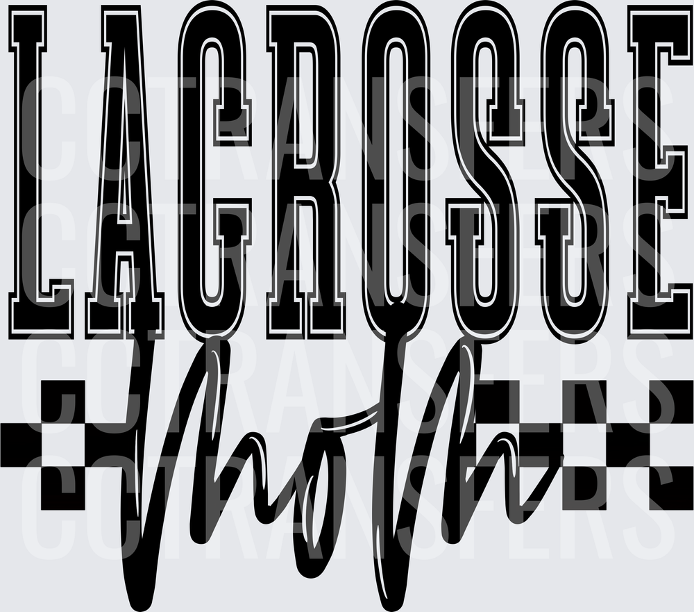 Lacrosse Mom Varsity Script Checkered Flag Design (DTF)