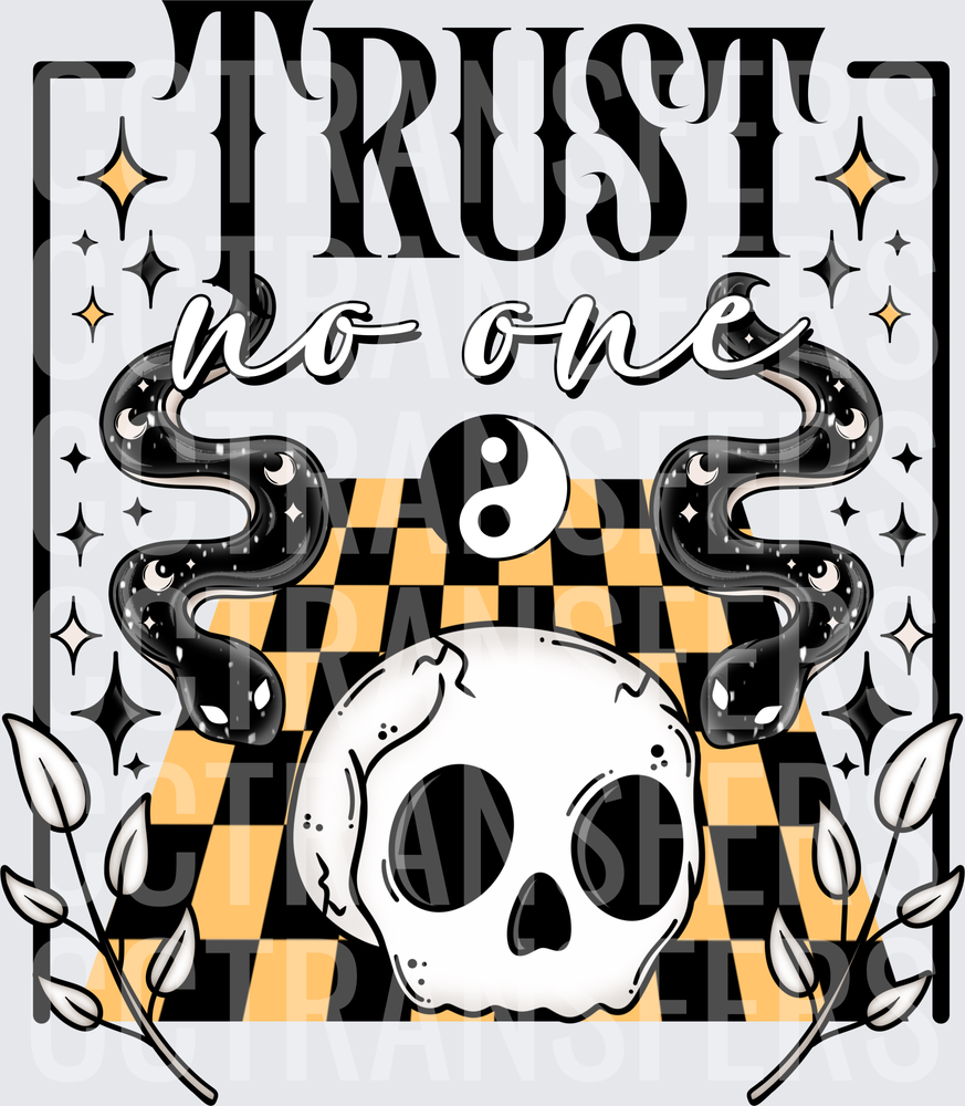 Trust No One Skull Snake Yin Yang Checkered (DTF)