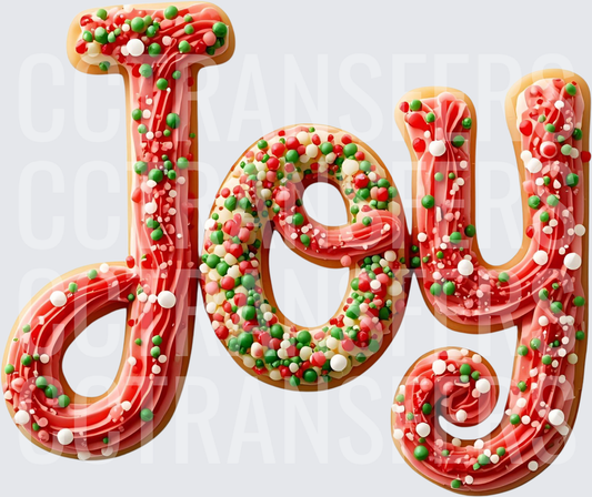 Christmas Cookie Joy Word Red Green Sprinkles (DTF)