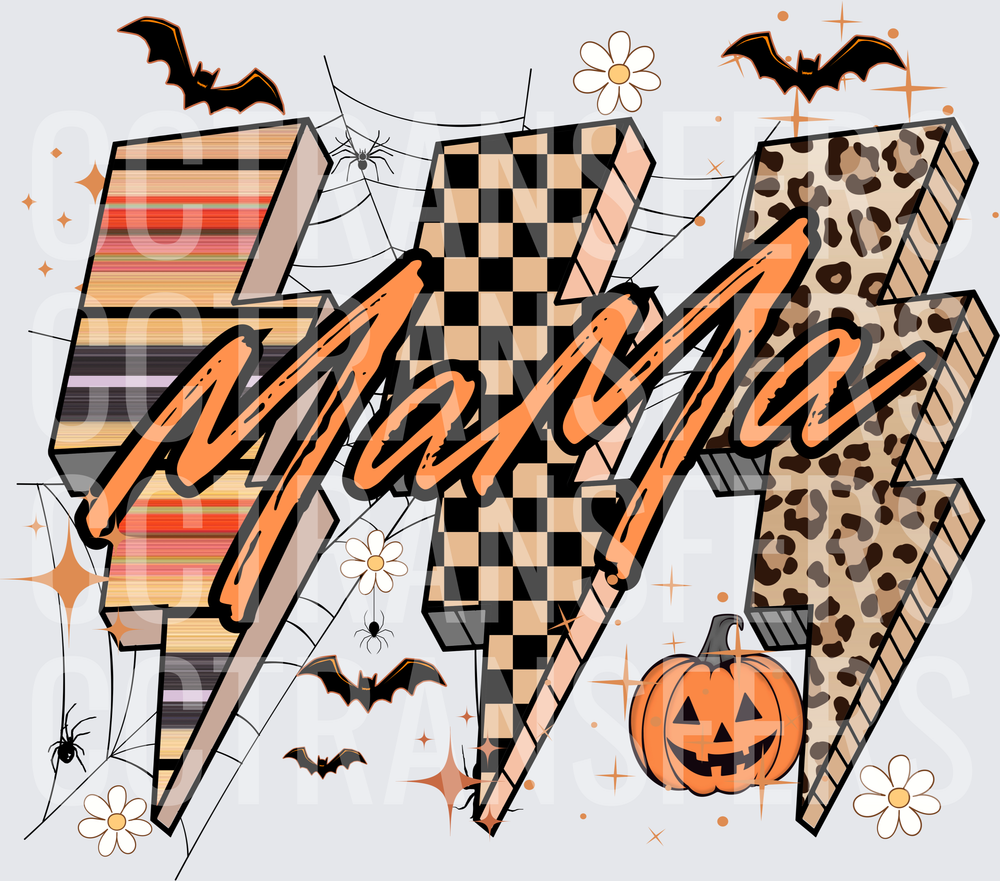 Halloween Mama Lightning Bolt Serape Checkered Leopard (DTF)