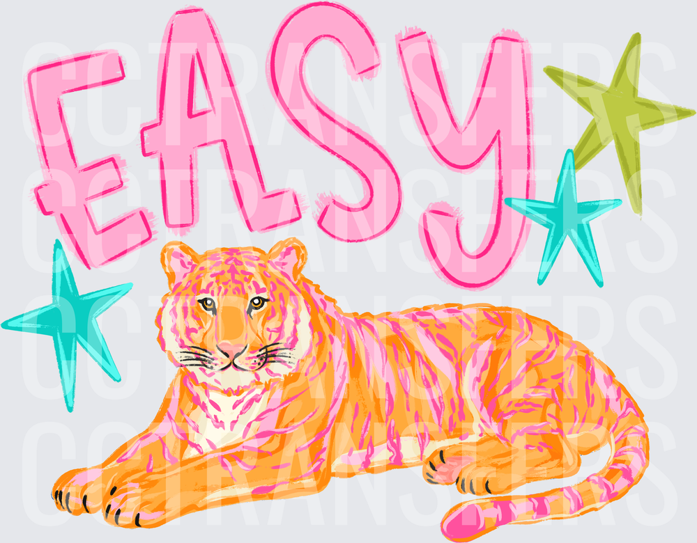 Easy Tiger Pink Orange Illustrated Stars (DTF)