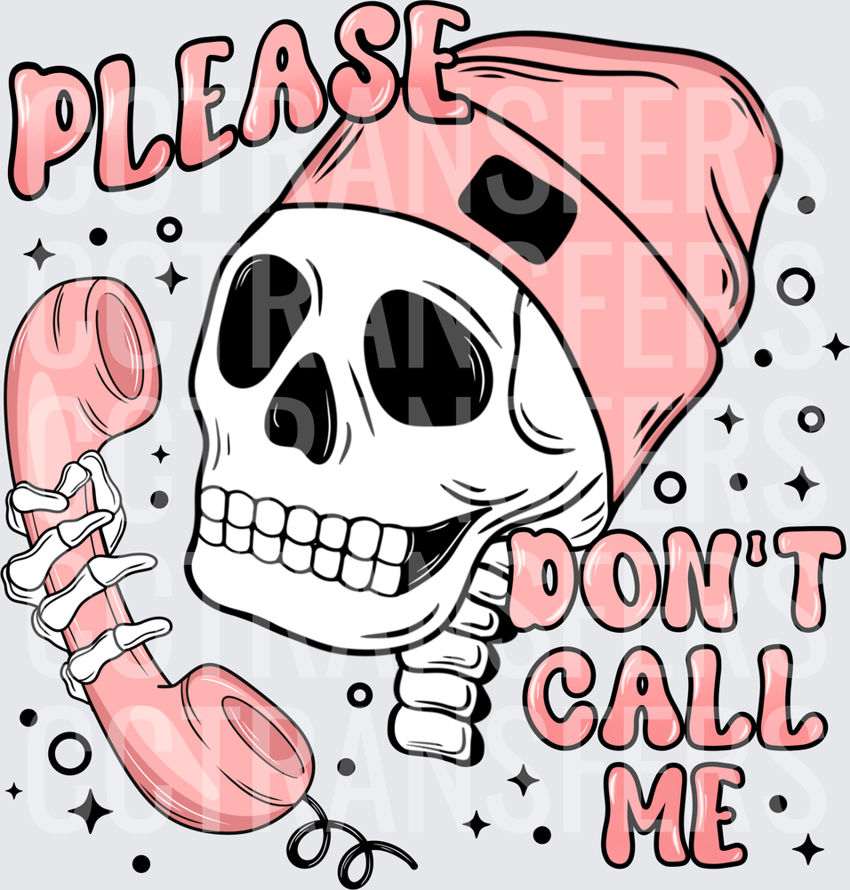 Please Don't Call Me Skull Beanie Retro Phone (DTF)