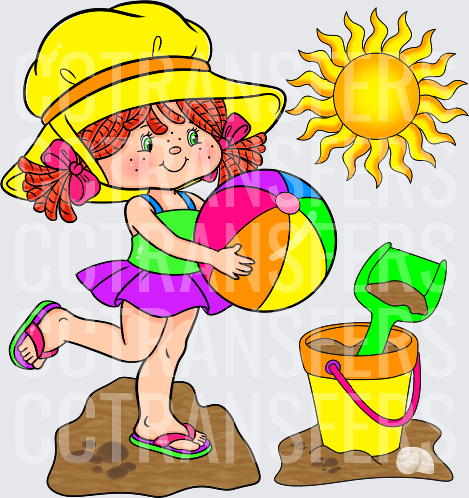Cute Redhead Girl Beach Day Sun Sand Bucket Ball (DTF)