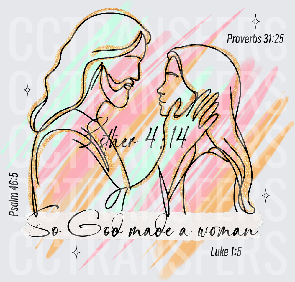So God Made A Woman Mother Daughter Line Art Biblical (DTF)