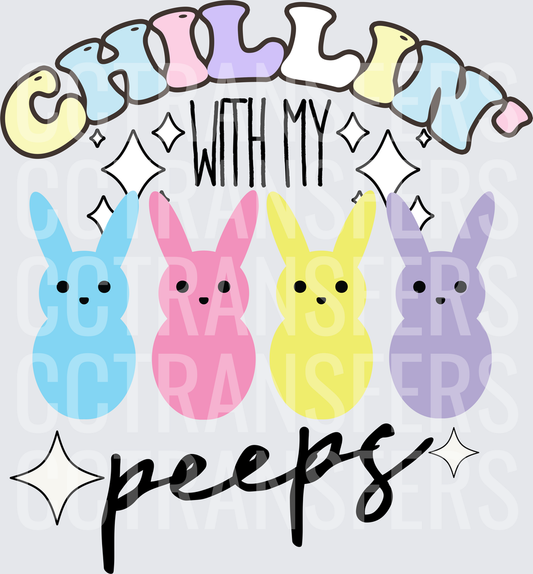 Chillin With My Peeps Pastel Easter Bunnies (DTF)
