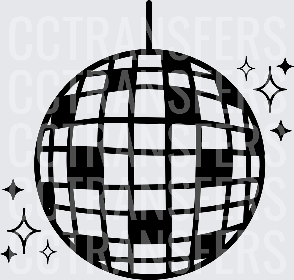 Black Mirror Disco Ball with Sparkles (DTF)