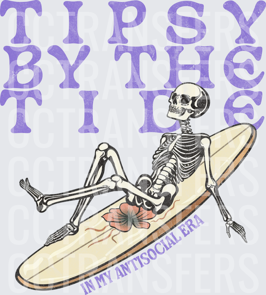 Tipsy By The Tide Skeleton Surfboard Antisocial Era (DTF)