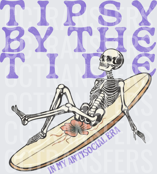 Tipsy By The Tide Skeleton Surfboard Antisocial Era (DTF)