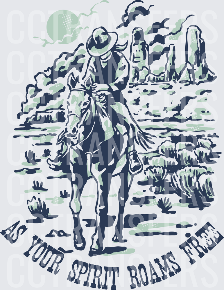 As Your Spirit Roams Free Western Cowgirl Horse Rider (DTF)