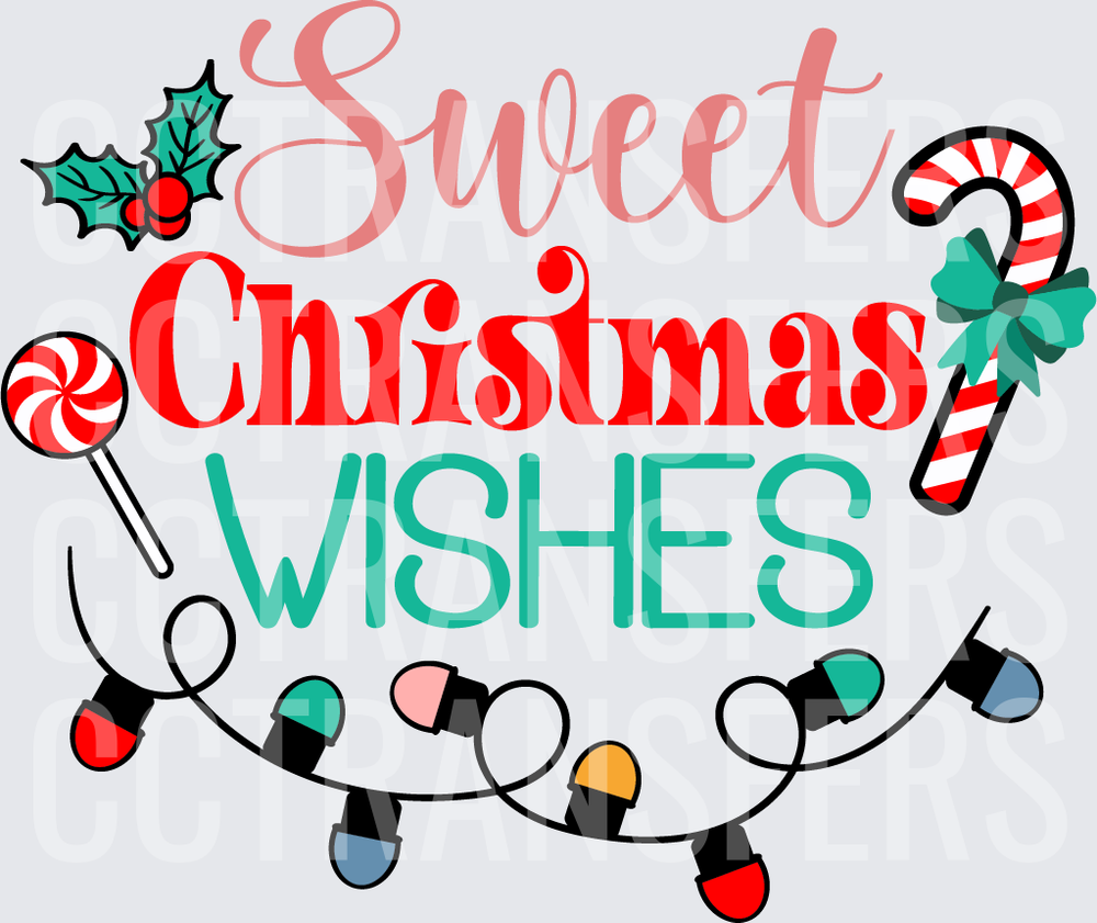 Sweet Christmas Wishes Holly Candy Cane Lights (DTF)