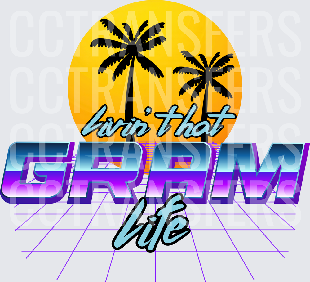 Livin' That Gram Life Retro 80s Palm Tree Sunset (DTF)