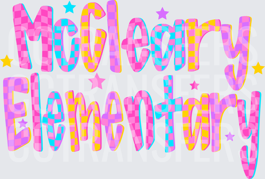 McCleary Elementary Colorful Checkered Star Design (DTF)