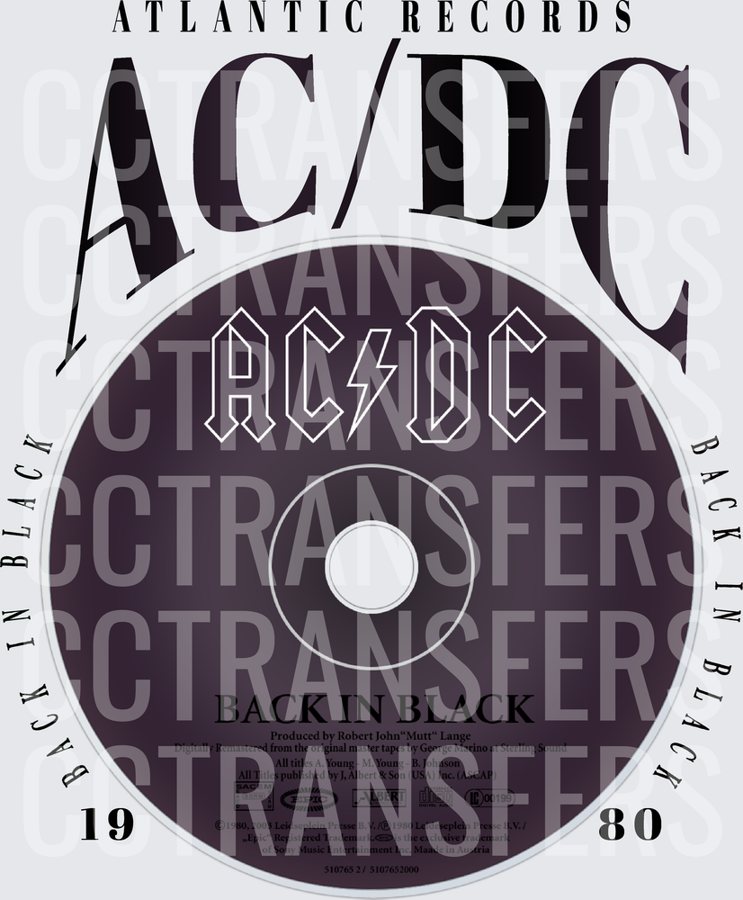 Rock Band Back In Black 1980 Album CD Graphic (DTF)