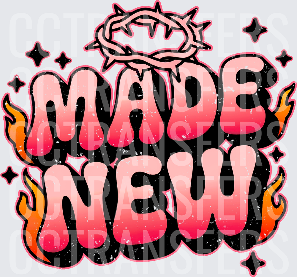 Made New Crown of Thorns Retro Groovy Flame Design (DTF)