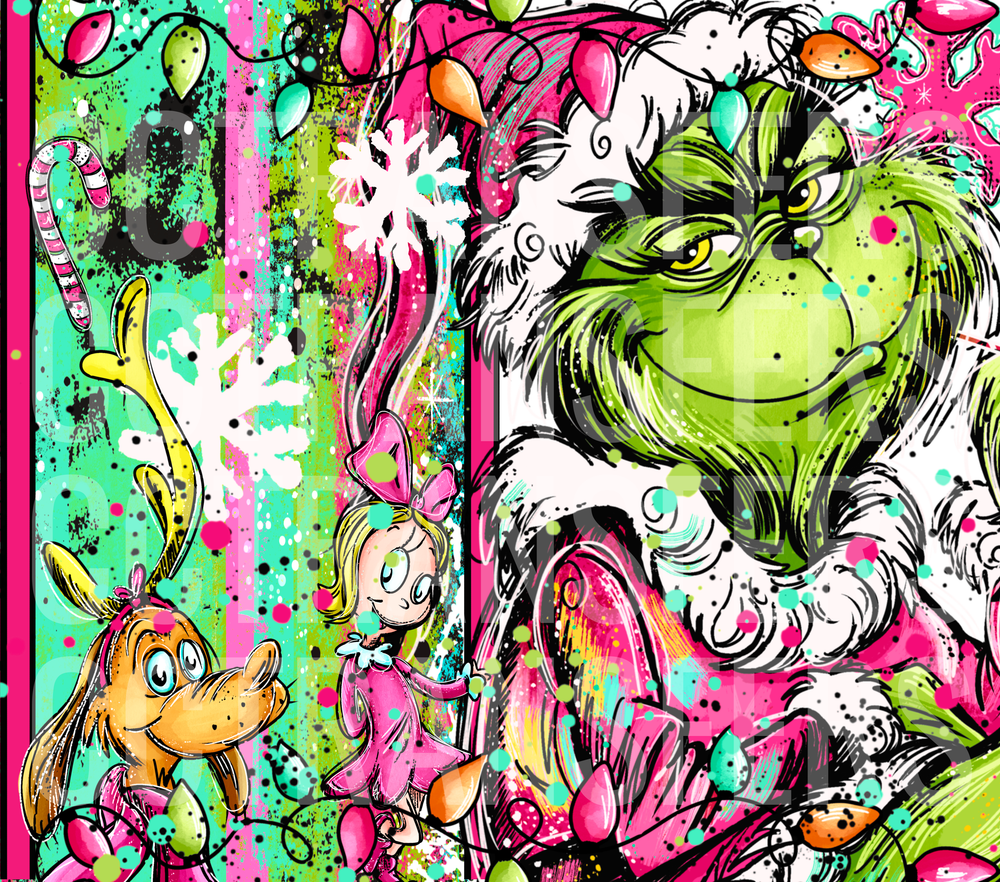 Grumpy Green G-Man Cindy Lou Christmas Lights Pop Art (DTF)