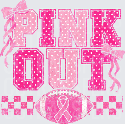 Pink Out Football Breast Cancer Awareness Ribbon Bows (DTF)