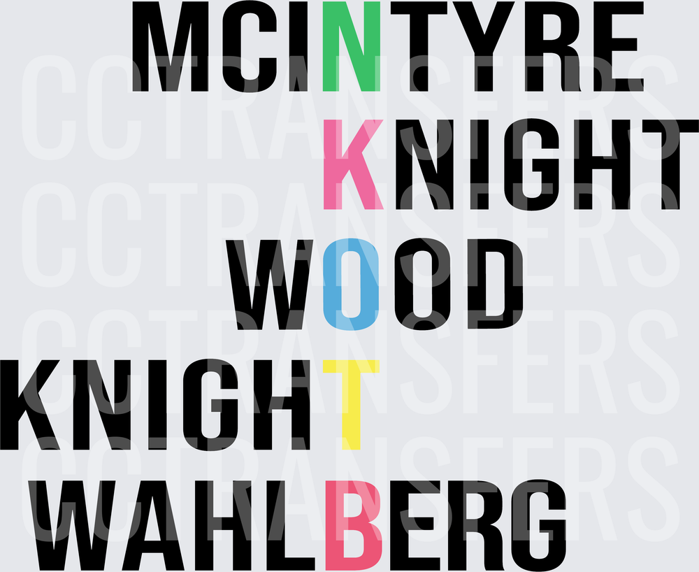 McIntyre Knight Wood Knight Wahlberg Bold Text (DTF)