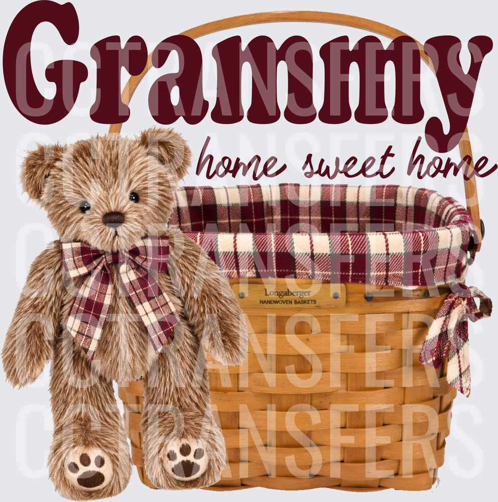 Grammy Home Sweet Home Teddy Bear Woven Basket (DTF)