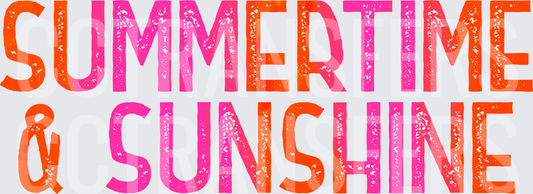 Summertime & Sunshine Bold Pink Orange Distressed Text (DTF)