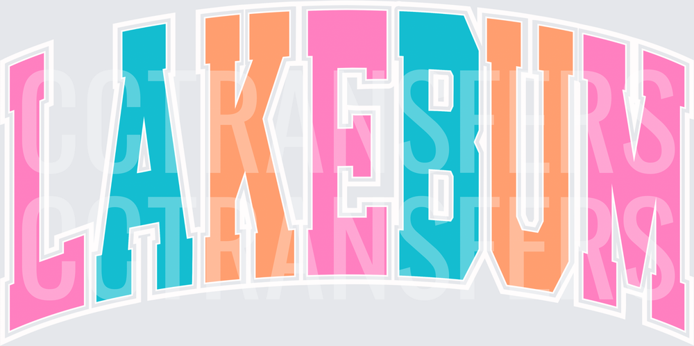 Lakebum Arched Varsity Letters Pastel Multicolor (DTF)