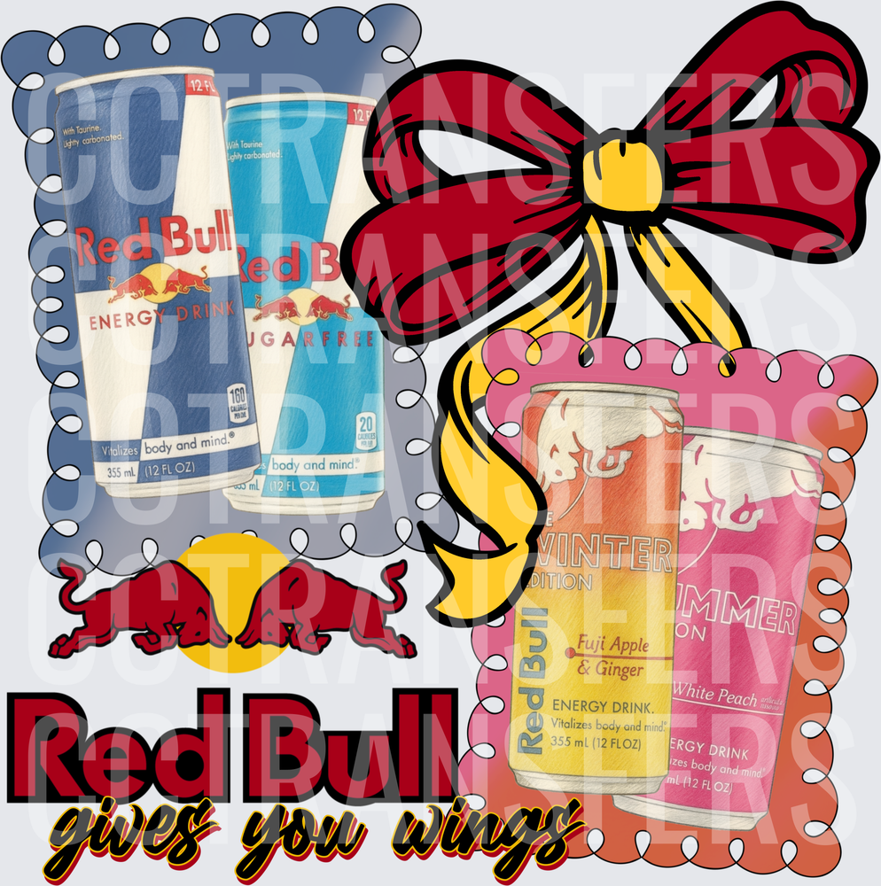 Energy Drink Gives You Wings Holiday Cans Bow (DTF)