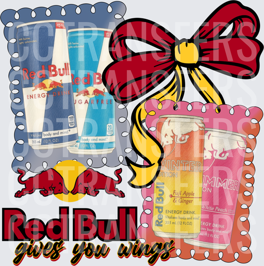 Energy Drink Gives You Wings Holiday Cans Bow (DTF)