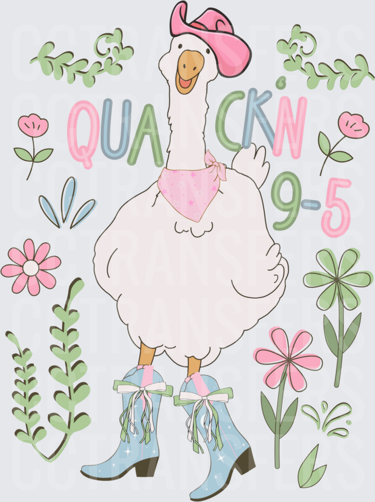 Quackn 9-5 Cowgirl Duck Boots Floral (DTF)