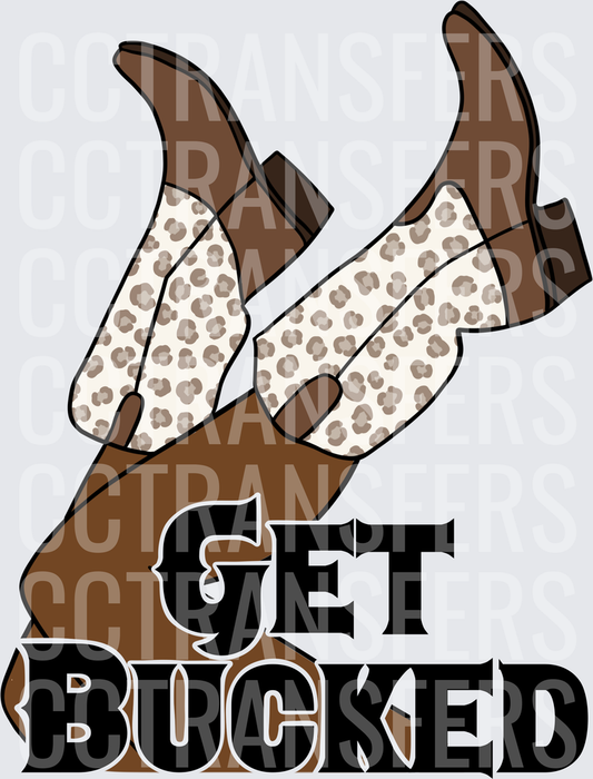 Get Bucked Leopard Print Cowboy Boots Kicked Up (DTF)