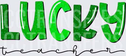 Lucky Teacher St. Patrick's Day Green Bold Text (DTF)