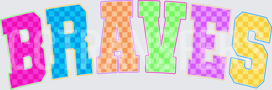 Braves Colorful Checkered Varsity Block Letters (DTF)