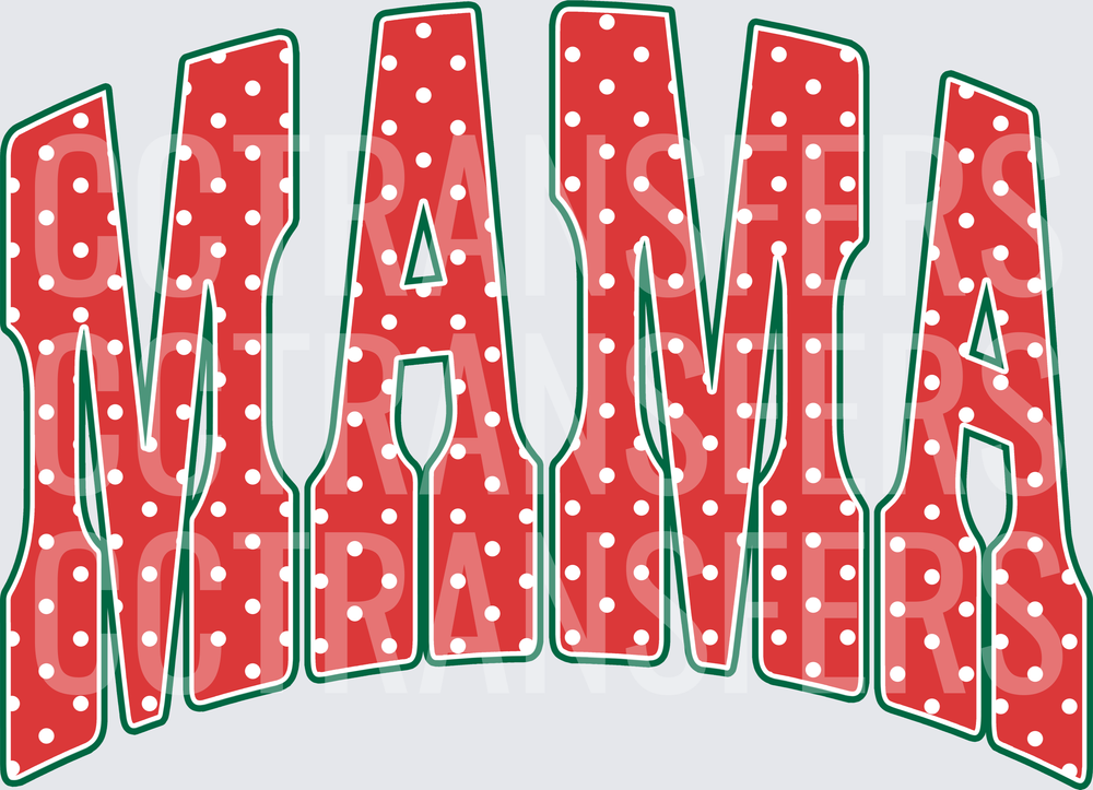 Mama Red Polka Dot Arched Bold Letter Design (DTF)