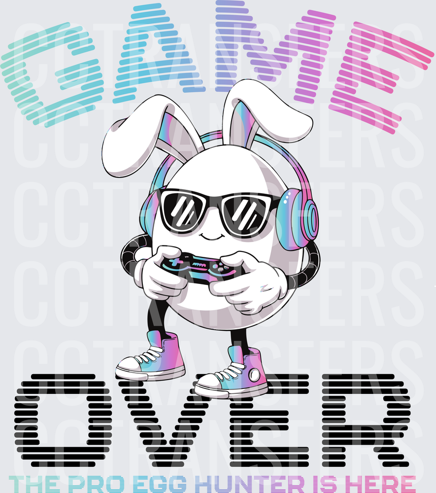 Game Over Pro Egg Hunter Easter Bunny Gamer (DTF)