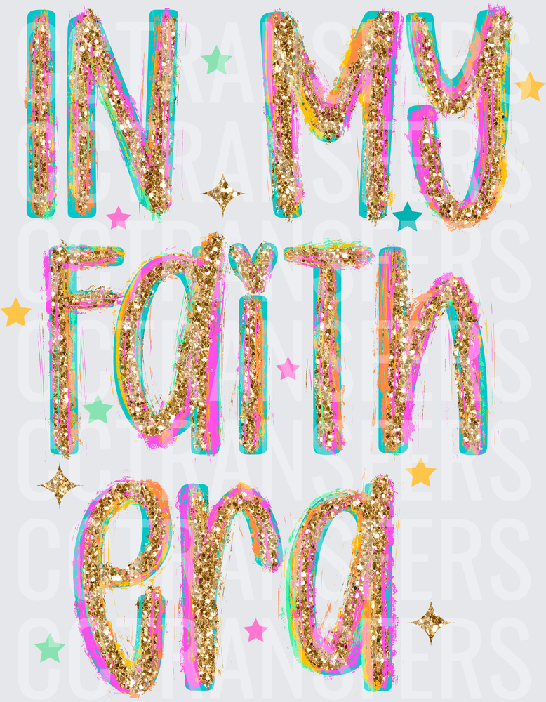 In My Faith Era Gold Glitter Star Text (DTF)