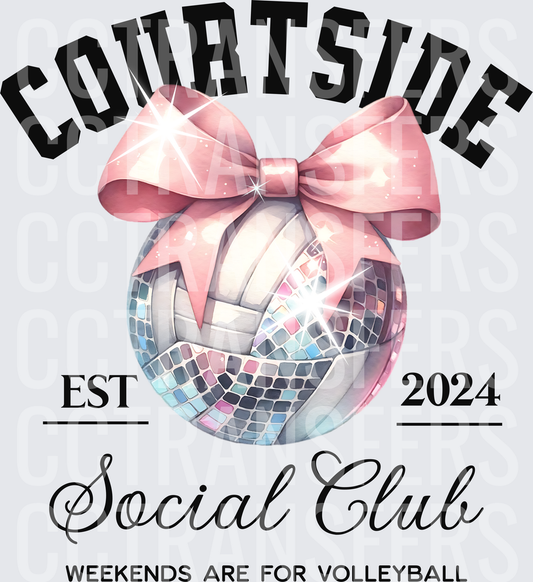Courtside Social Club EST 2024 Disco Volleyball Pink Bow (DTF)