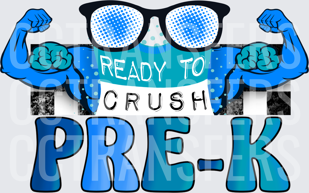 Ready To Crush Pre-K Flexing Arms Blue Glasses (DTF)